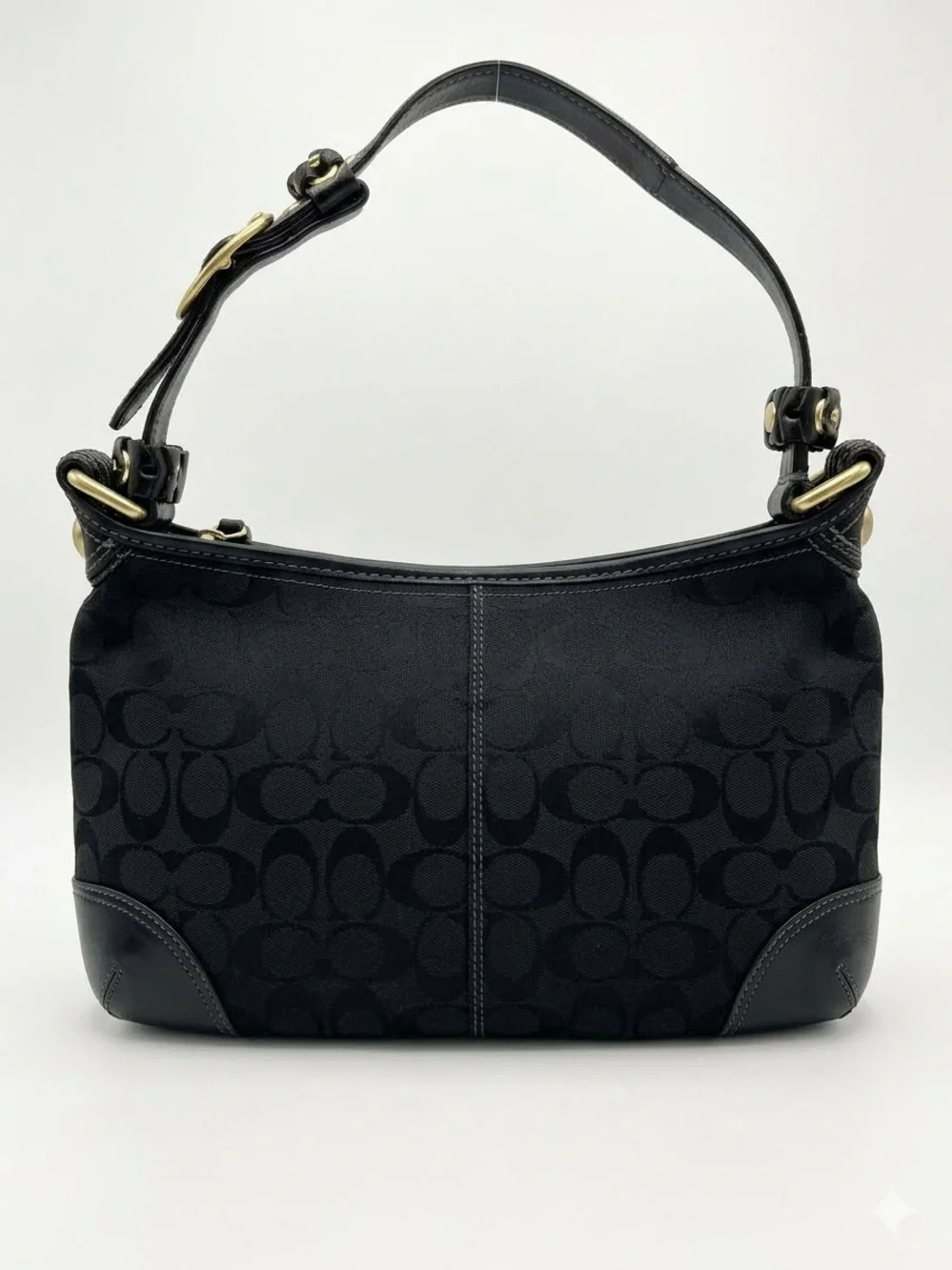 Coach Black Signature Canvas Shoulder Hobo